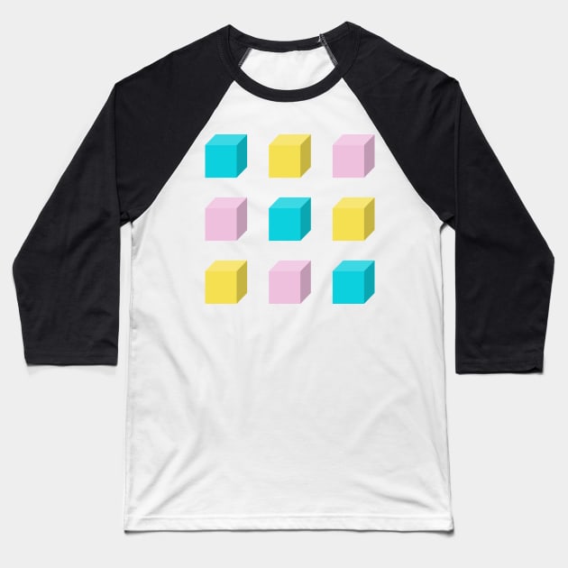 Cubes of Three Colors Baseball T-Shirt by yayor